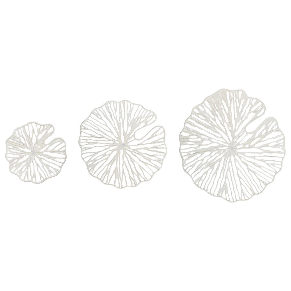 Creative Coop 11.5", 16", 20" Paper and Metal Coral Wall Sculpture in White (Set of 3), , large