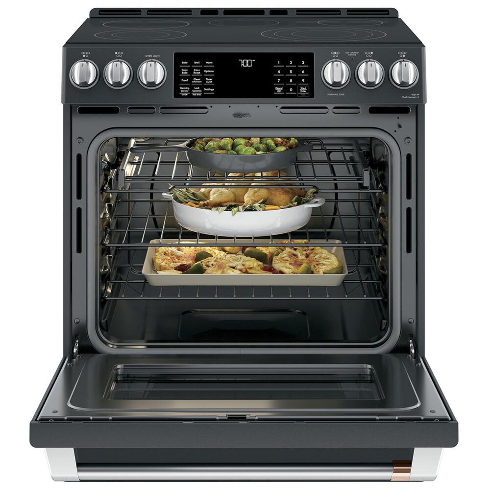 Cafe 30&quot; Slide-In Electric Convection Range in Matte Black, , large