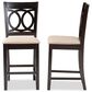 Baxton Studio Lenoir Counter Height Pub Chair with Sand Cushion in Espresso Brown (Set of 2), , large