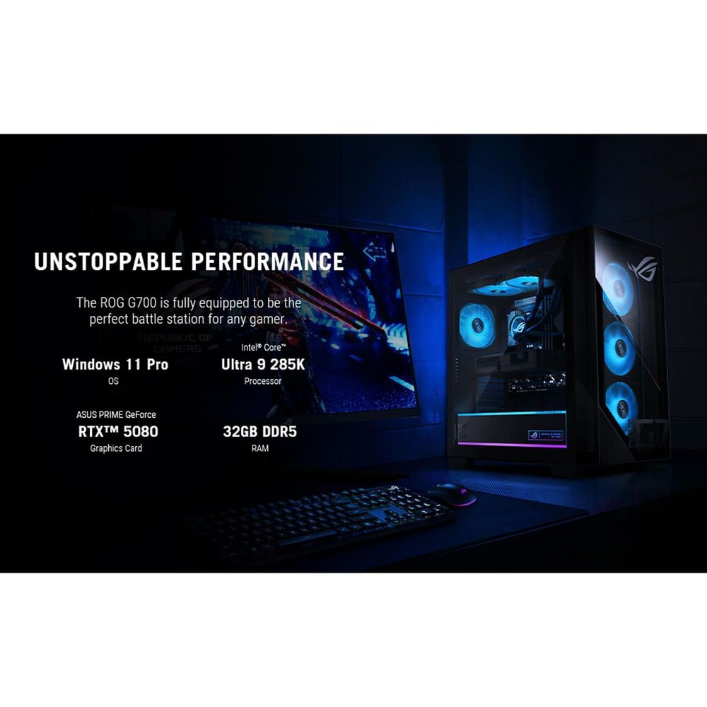 ASUS ROG G700 Gaming Desktop | Intel Core Ultra 7 265F - 16GB RAM - NVIDIA GeForce RTX 5070 Ti Graphics - 1TB SSD in Black, , large