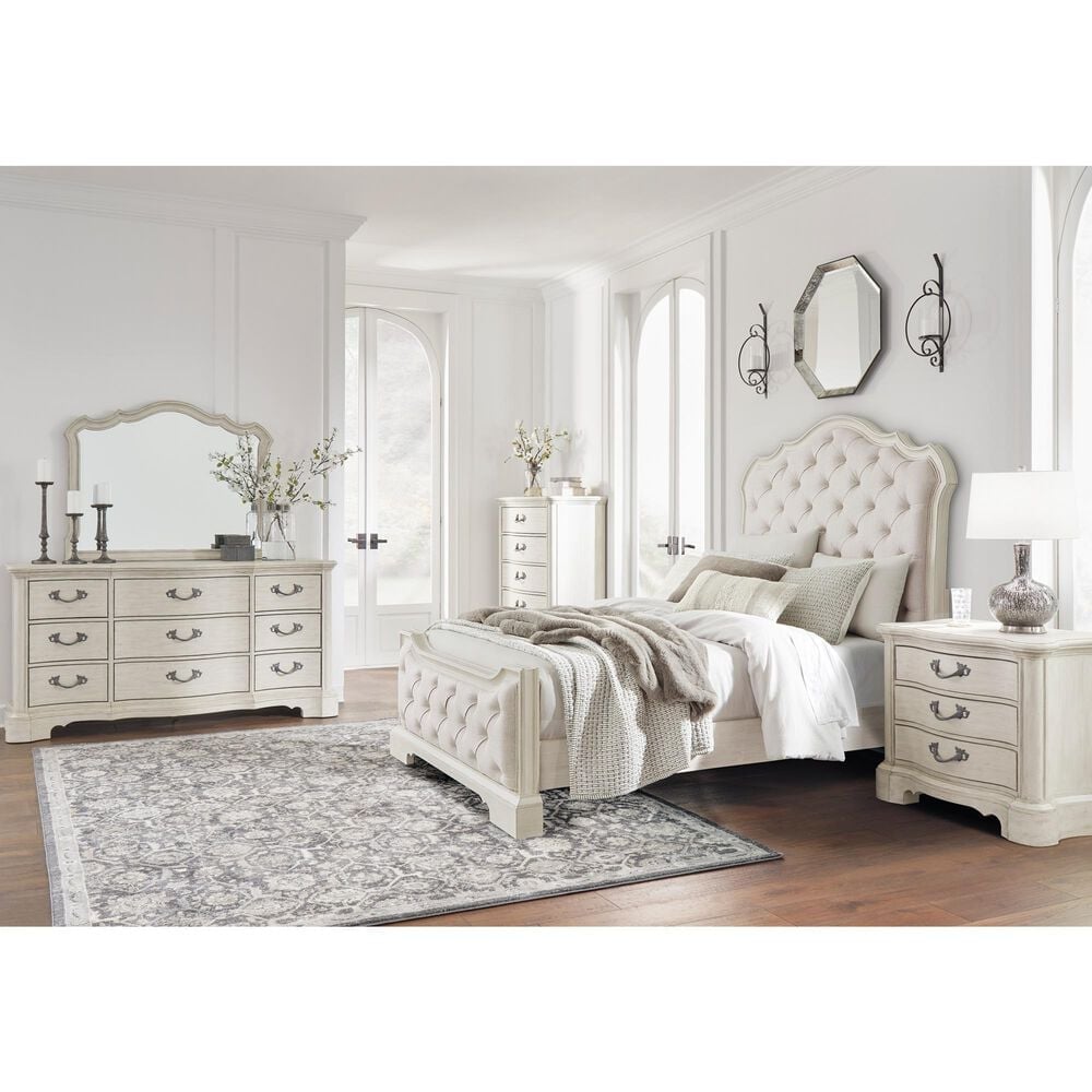 Millenium Arlendyne Bedroom Mirror in Antiqued White, , large
