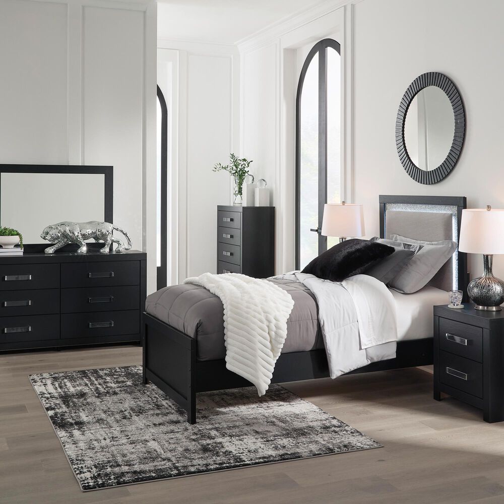 Ashley Maeling Twin Upholstered Panel Bed in Black and Gray, , large