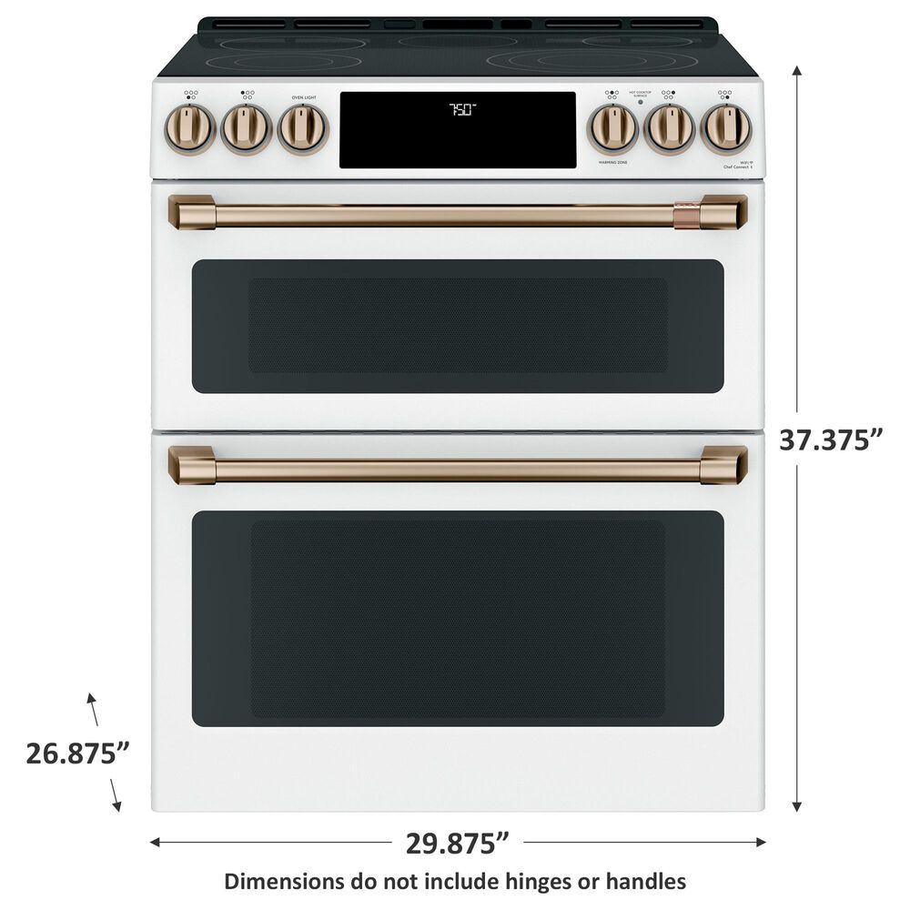 Cafe 30&quot; Slide-In Double Oven Electric Range in Matte White, , large