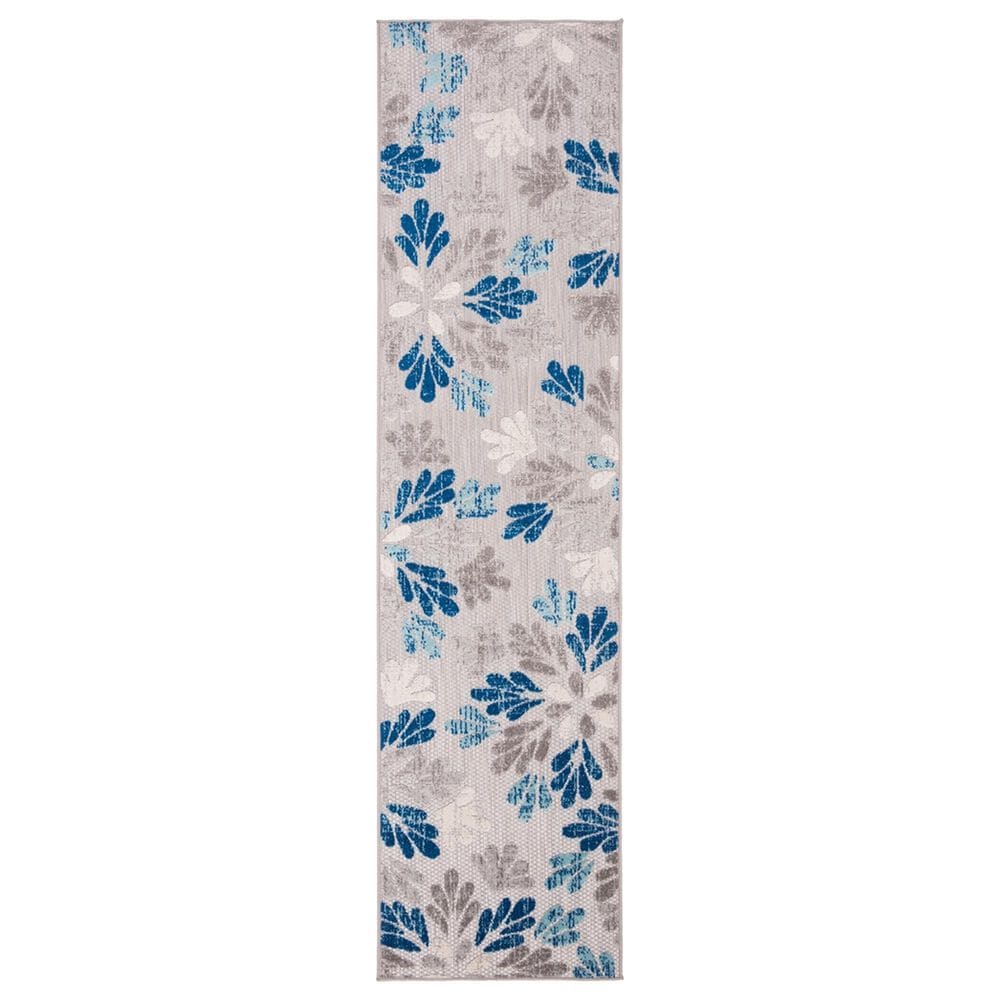 Safavieh Cabana CBN800F 2" x 12" Grey and Blue Indoor/Outdoor Performance Runner, , large