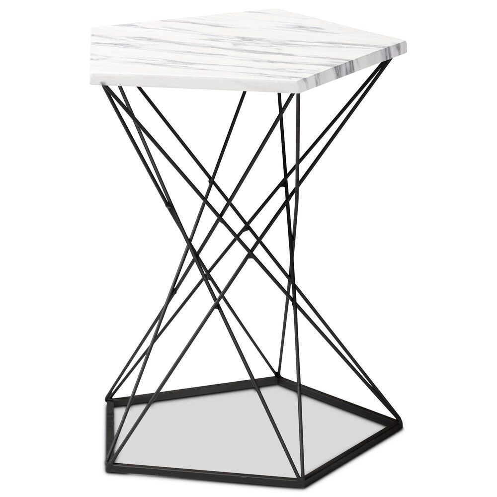 Baxton Studio Oberon End Table in White/Black, , large