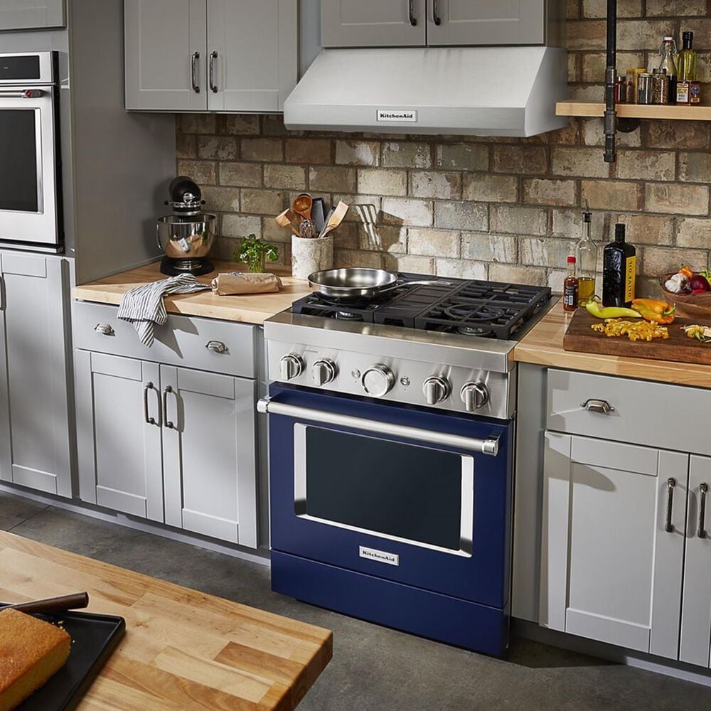 KitchenAid 30&quot; Professional Smart Dual Fuel Range in Ink Blue, , large