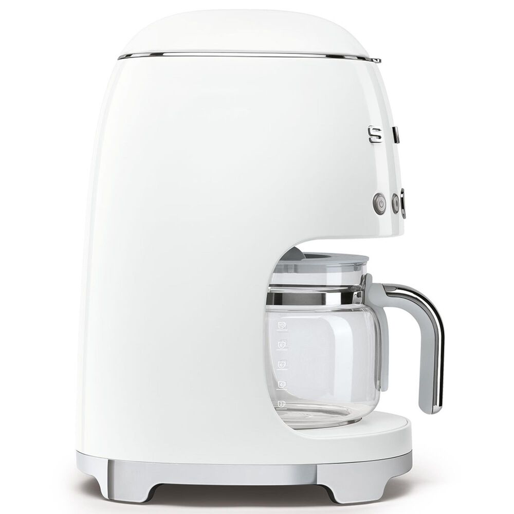 Smeg 47.34 Oz Drip Coffee Maker in White and Polished Chrome, , large