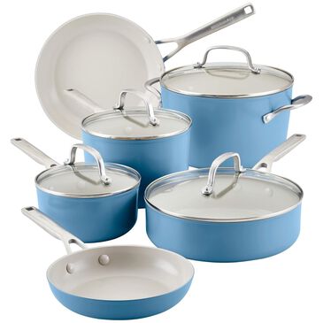 Kitchenaid 10-Piece Hard Anodized Nonstick Cookware Set in Blue Velvet, , large