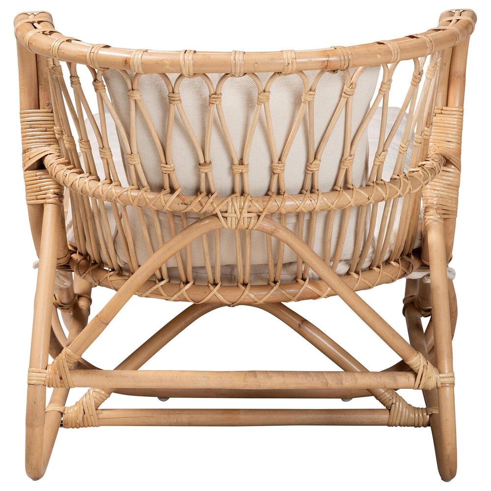 Baxton Studio Delara Chaise with Natural Brown Rattan in White, , large