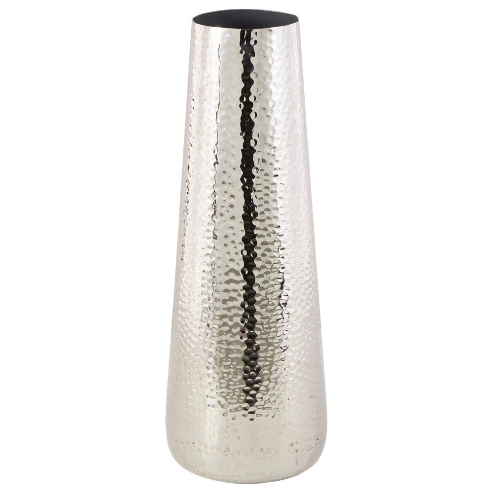 Maple and Jade 25" Tall Hammered Decorative Vase in Polished Silver, , large