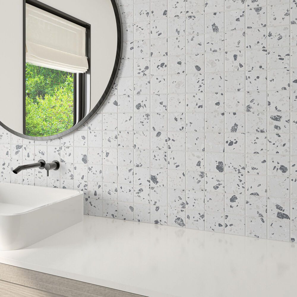 Dal-Tile Poke Cloud Flecks 3" x 3" Straight Joint on 12" x 12" Porcelain Mosaic Sheet, , large