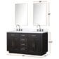 Lexora Home Abbey 60" Double Bathroom Vanity in Black Oak with 2 cm White Carrara Marble Top and Rectangular Sinks, , large