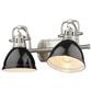 Golden Lighting Duncan 2-Light Bath Vanity in Pewter and Glossy Black, , large