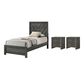 Crown Mark Valor Twin Bed with Two Nightstands in Gray, , large