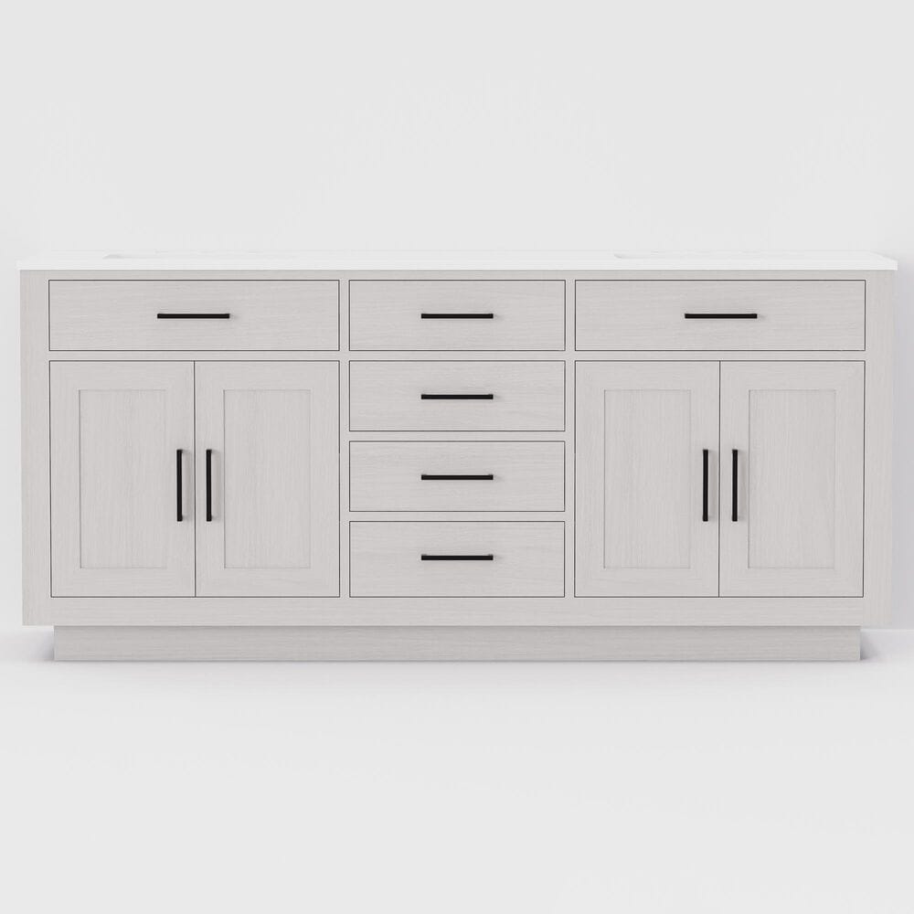 Lexora Home Abbey 72&quot; Double Bathroom Vanity in White Oak with 2 cm White Quartz Top and Rectangular Sinks, , large