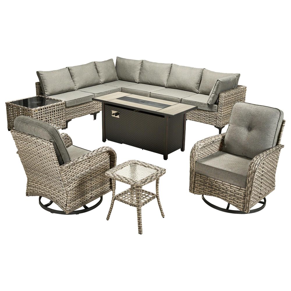 HOMLUX 11-Piece Outdoor Modular Sofa Conversation Set in Dark Gray, , large