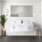 Lexora Home Geneva 60" Double Bathroom Vanity in Glossy White with 2 cm White Carrara Marble Top and Rectangular Sinks, , large