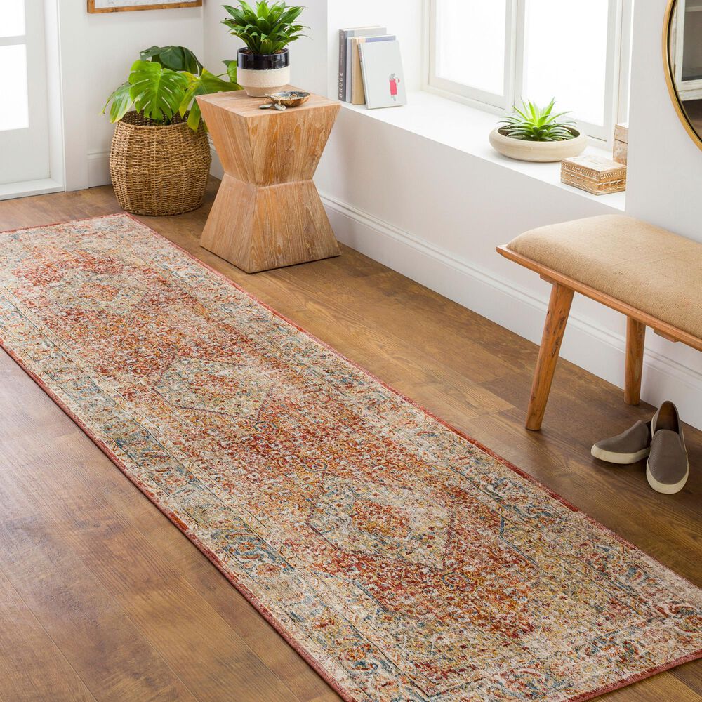 Surya Aspendos 2&#39;7&quot; x 7&#39;3&quot; Black, Burgundy, Burnt Orange, Charcoal, Dark Blue, Denim, Dusty Pink, Light Beige and Light Gray Runner, , large