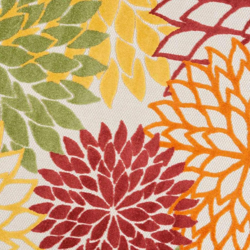 Nourison Aloha Tropical 4&#39; Round Red and Multicolor Indoor/Outdoor Area Rug, , large