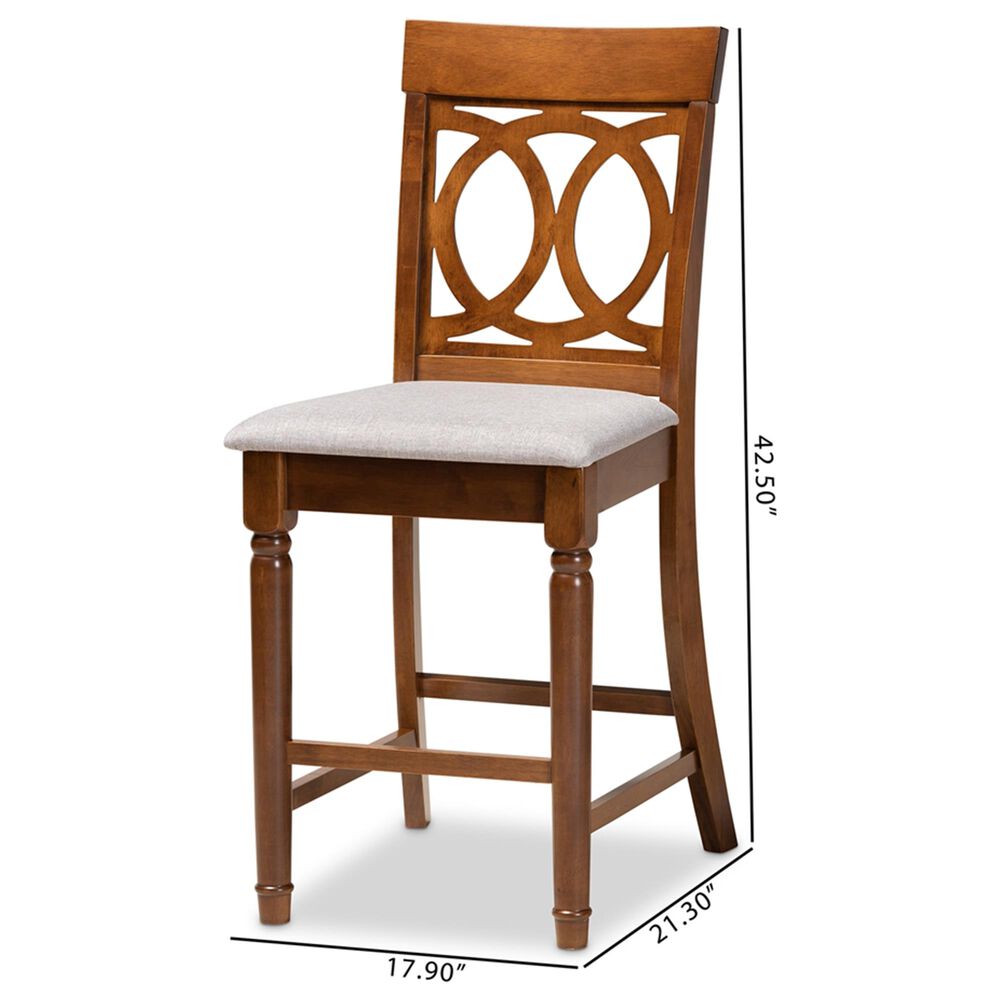 Baxton Studio Violet Counter Height Chair in Grey/Walnut &#40;Set of 2&#41;, , large