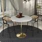 Leisuremod LeisureMod Verve Collection Modern Bar Height Table Brushed Gold Base with 48 Round Marble White Sintered Stone Top, , large
