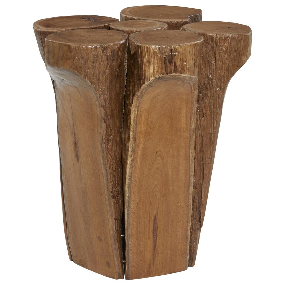 Maple and Jade Rustic Teak Wood Stool Brown, , large