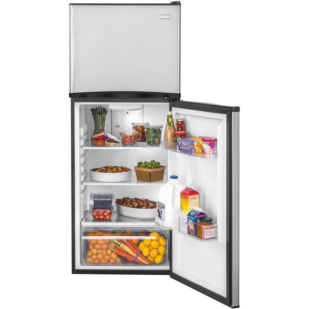 Haier 9.8 Cu. Ft. Top Freezer Refrigerator in Stainless Steel, , large