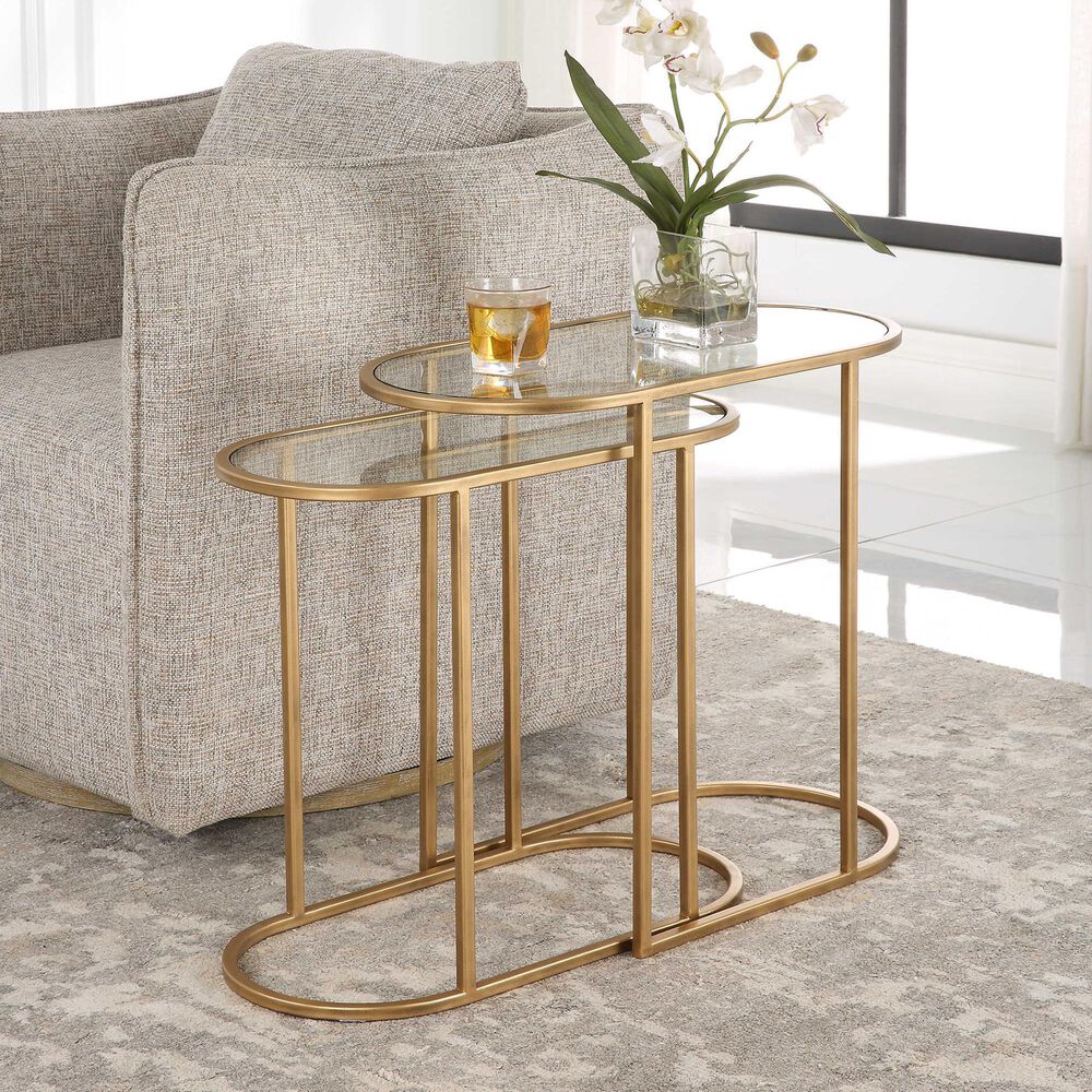 Uttermost 2-Piece Nesting Table Set in Brushed Brass, , large