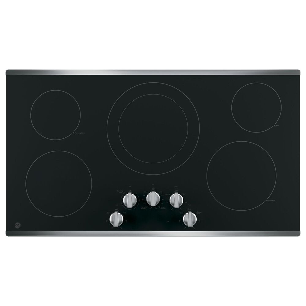 GE Appliances 36" Electric Cooktop with Burners in Stainless Steel and Black, , large