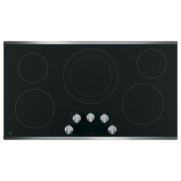 GE Appliances 36" Electric Cooktop with Burners in Stainless Steel and Black, , large