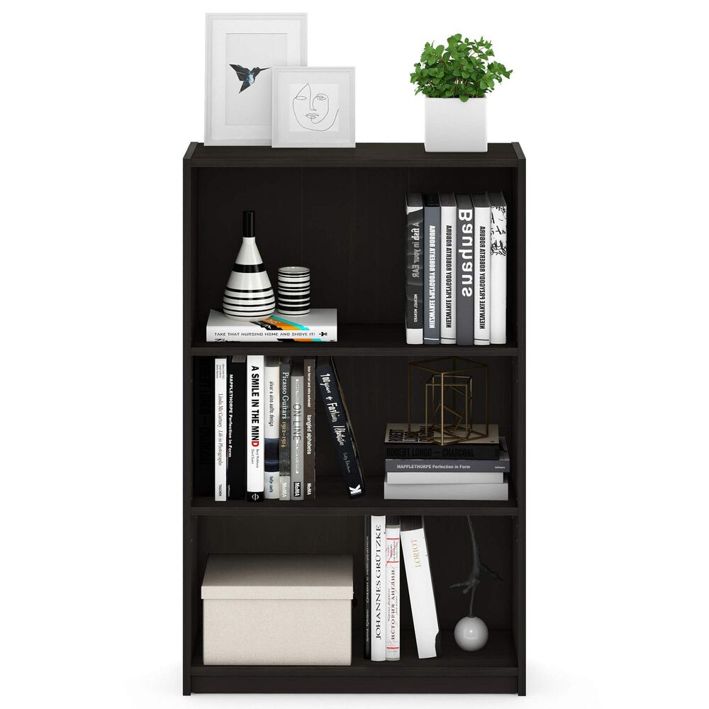 HOMLUX 3-Tier Display Bookshelf with Adjustable Shelves in Espresso, , large