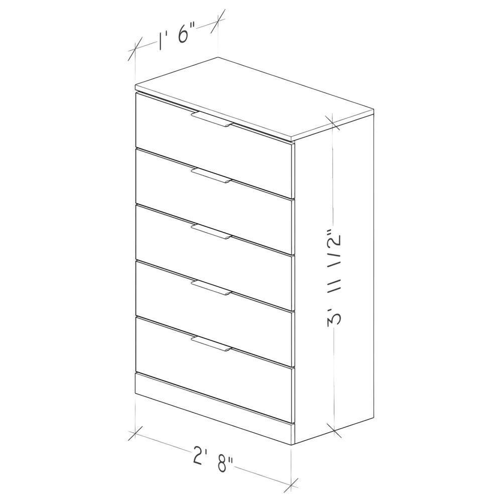 Lemoore Essential 5-Drawer Chest with Pull Handle in Storm Grey, , large