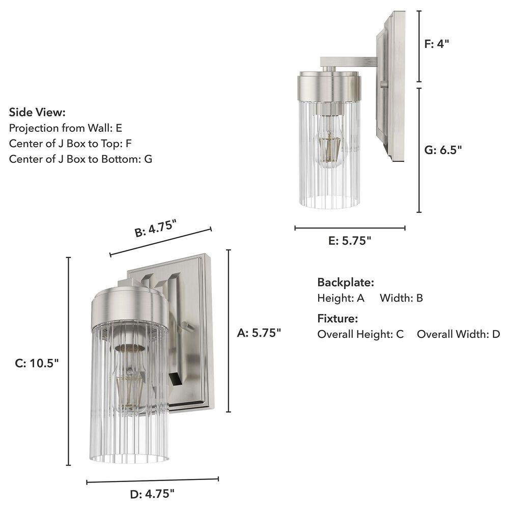 Hunter Gatz 1-Light Wall Sconce in Brushed Nickel, , large
