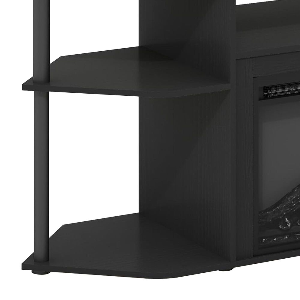 HOMLUX 47" Corner TV Stand with Electric Fireplace in Americano and Black, , large