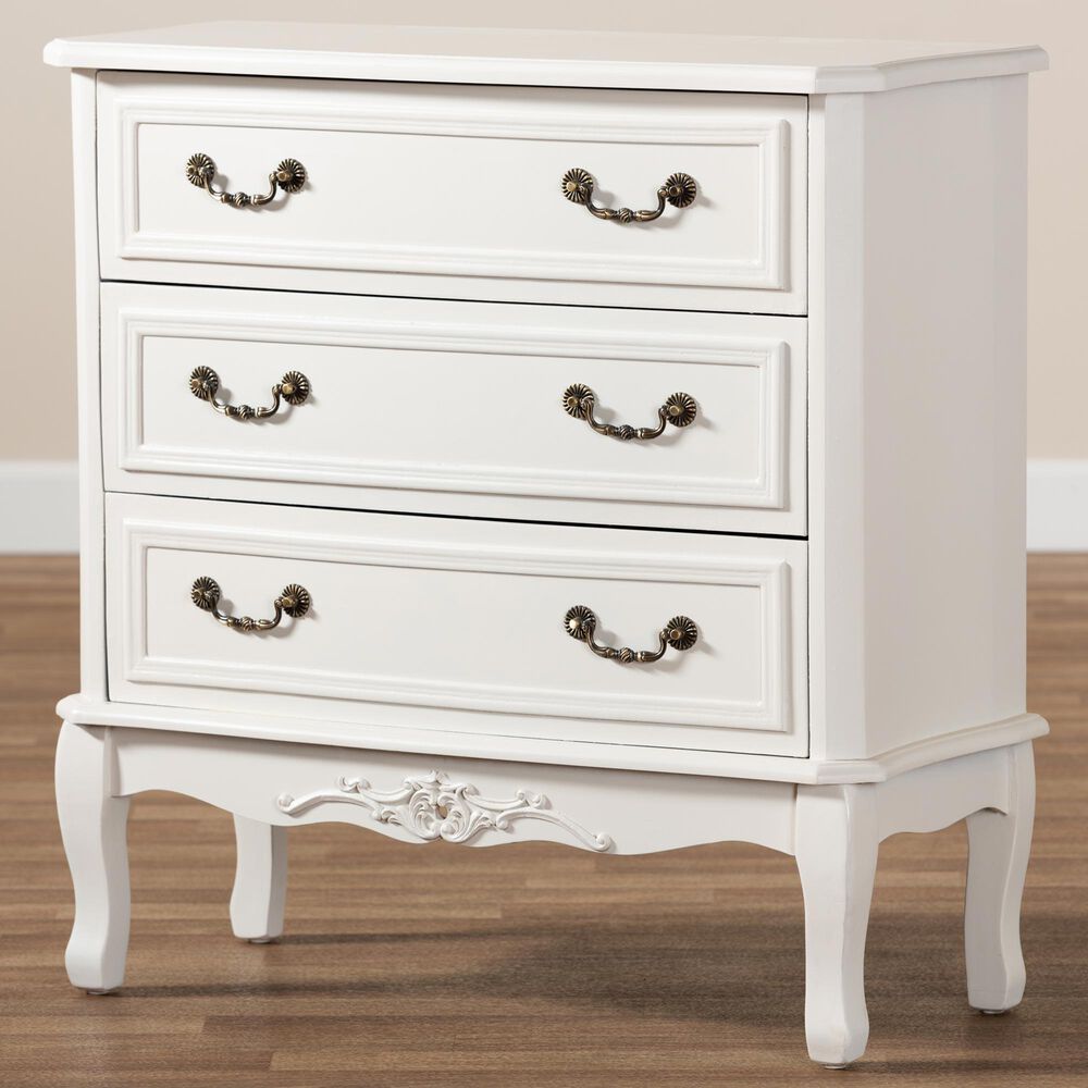 Baxton Studio Gabrielle 3-Drawer Storage Cabinet in White, , large