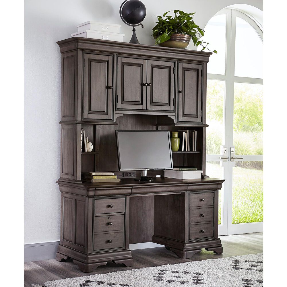 Riva Ridge Hampton Credenza and Hutch in Black Cherry, , large