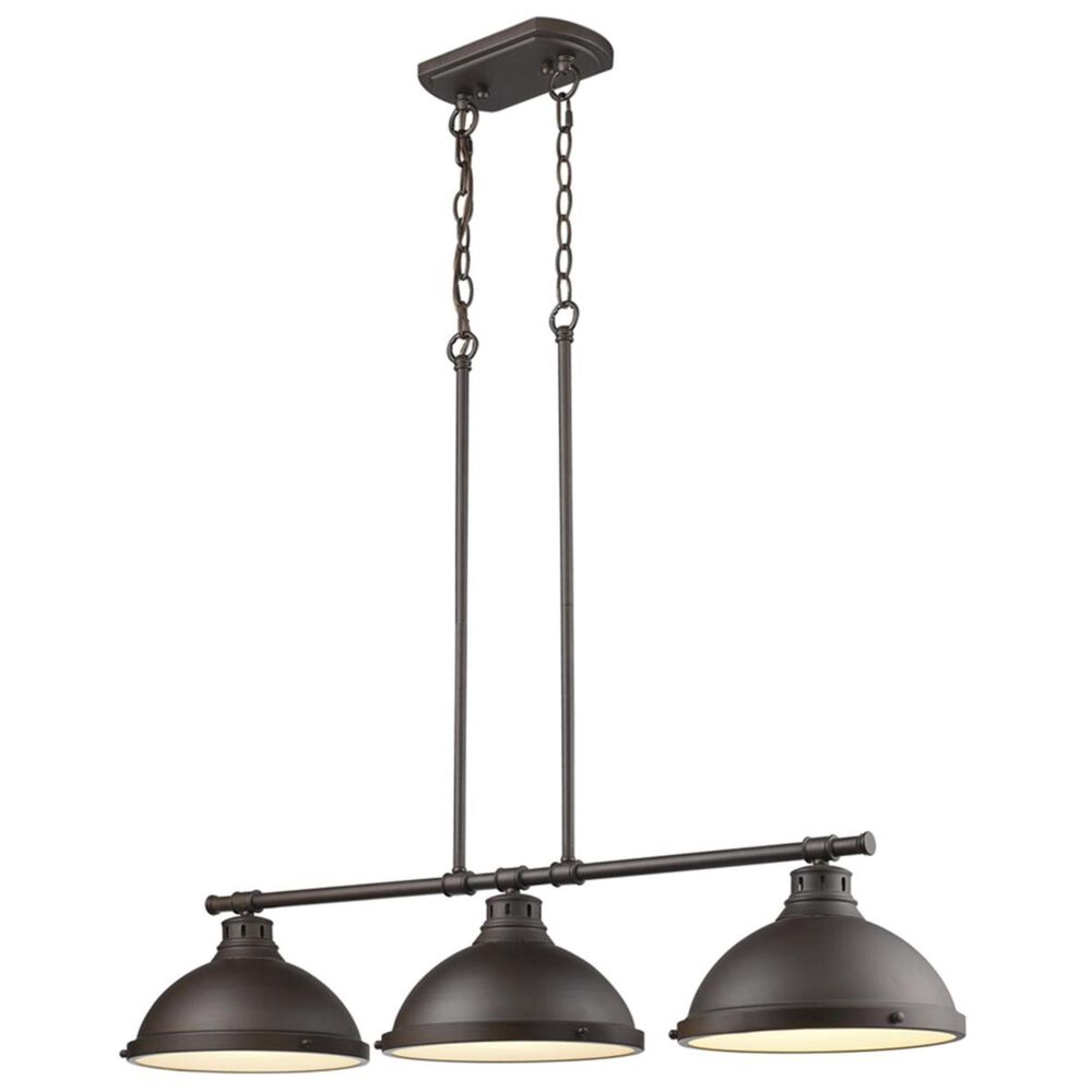 Golden Lighting Duncan 3-Light Linear Pendant in Rubbed Bronze with Rubbed Bronze Shades, , large