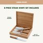 Green Pan Elite 8-Piece Steak Knife Set with Light-Wood Handles in Stainless Steel, , large