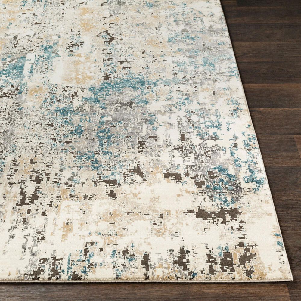 Surya Pune PUN-2301 Tan, Charcoal, Light Beige, Dark Brown, Black, Deep Teal and Sky Blue 2&#39; x 2&#39;11&quot; Area Rug, , large
