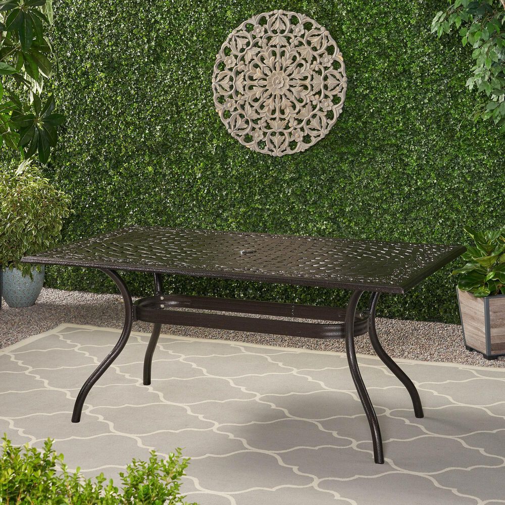Hearth and Haven Phoenix Outdoor Rectangular Dining Table in Bronze - Table Only, , large