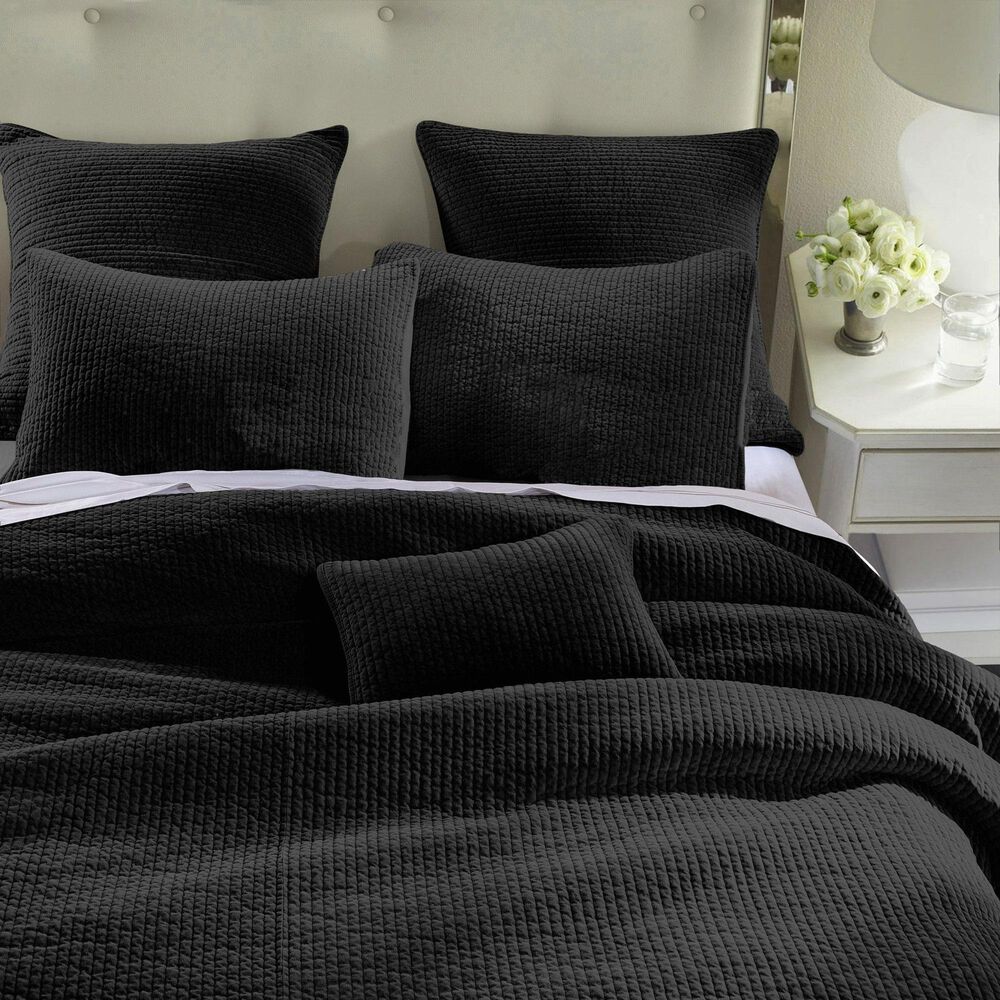 HiEnd Accents Stonewashed Velvet Full/Queen Quilt in Black, , large