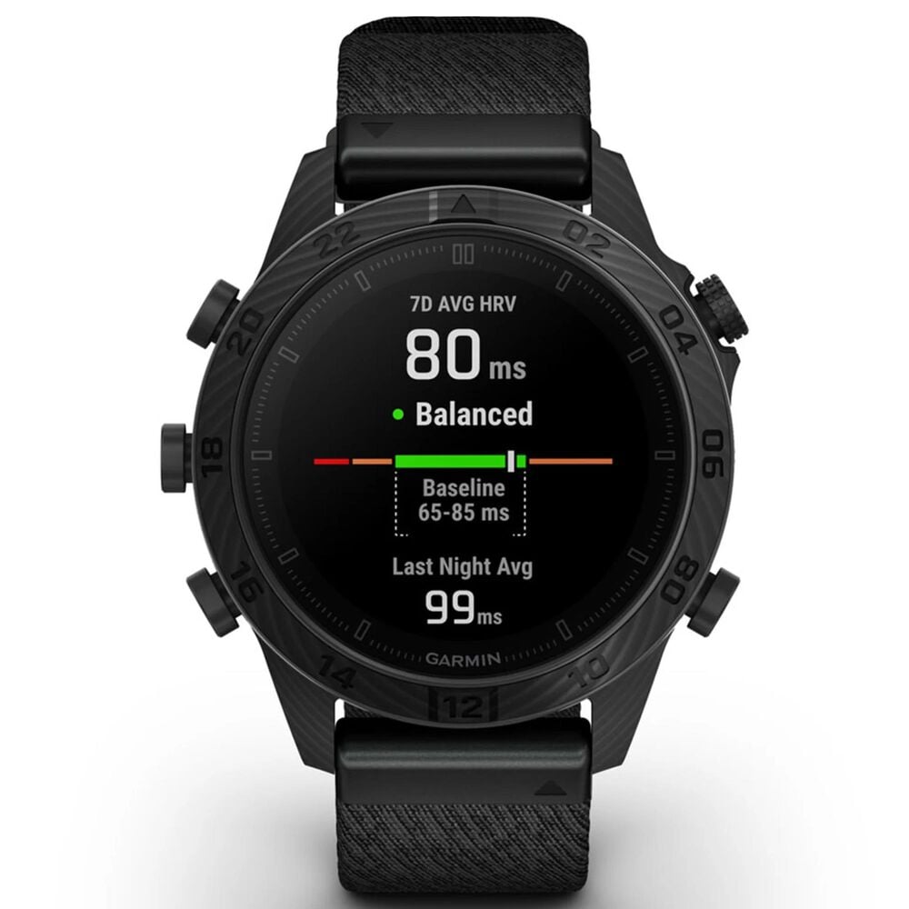 Garmin MARQ 2 Commander AMOLED Smartwatch Fused Carbon Fiber Case with Nylon Band in Black, , large