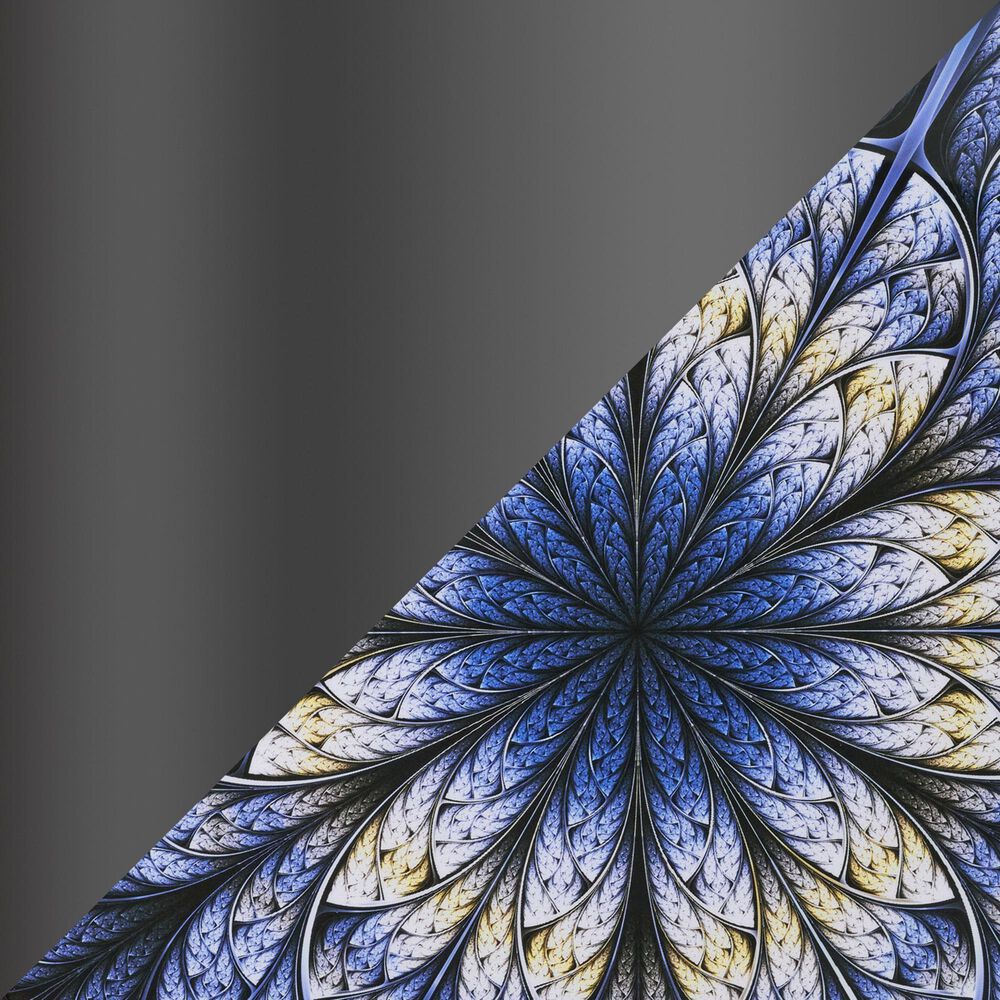 Furniture of America Gleam Round End Table in Black Nickel and Radiating Blue, , large