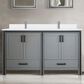 Lexora Home Ziva 60" Double Bathroom Vanity in Dark Grey with 2 cm White Quartz Top and Rectangular Sinks, , large