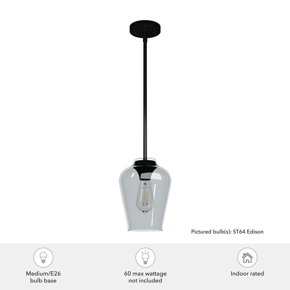 Hunter Vidria 7.25&quot; 1-Light Mini Pendant in Matte Black, , large