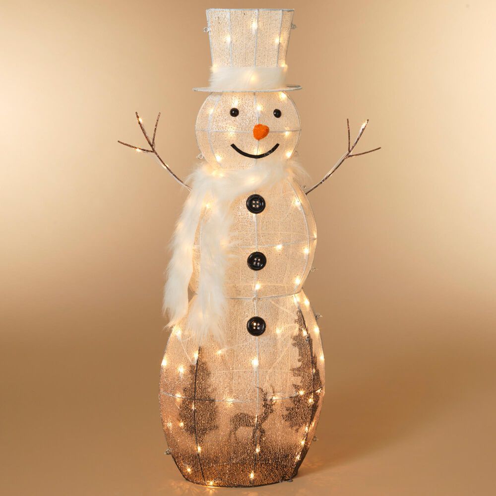 The Gerson Company 48" LED Snowman with Scarf and Top Hat in White, , large