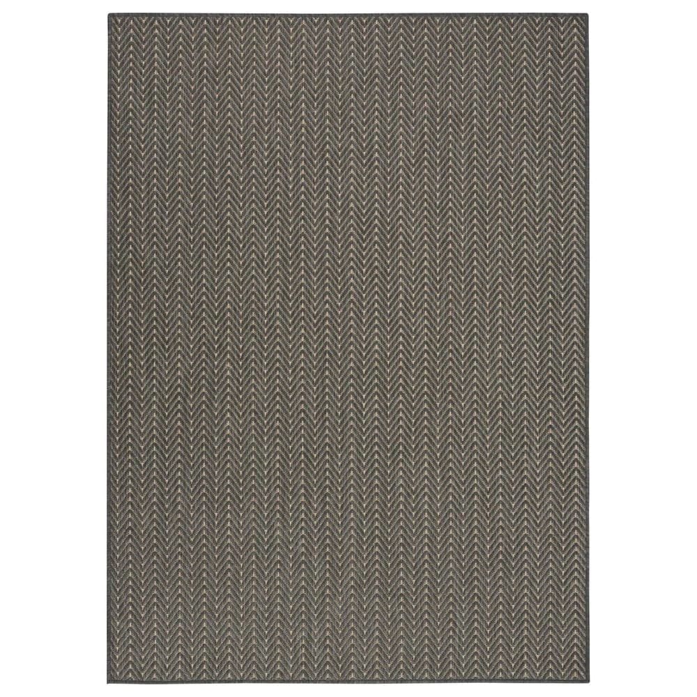 Nourison Horizon HOZ02 Charcoal 3&#39; x 5&#39; Indoor/Outdoor Area Rug, , large
