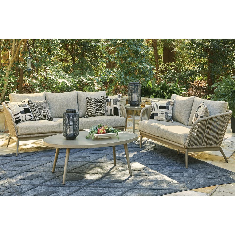 Ashley Swiss Valley Outdoor End Table in Beige, , large