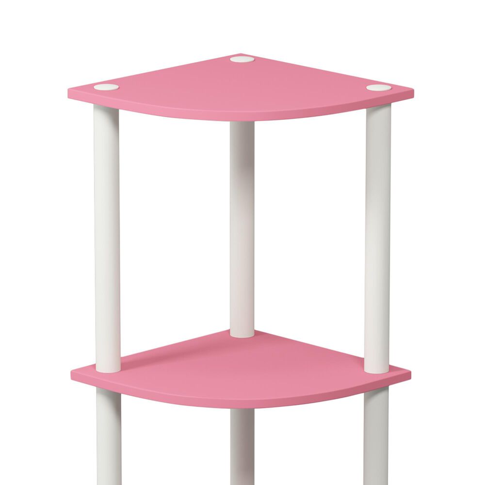HOMLUX Turn-N-Tube 3-Tier Corner Bookshelf in Pink and White, , large