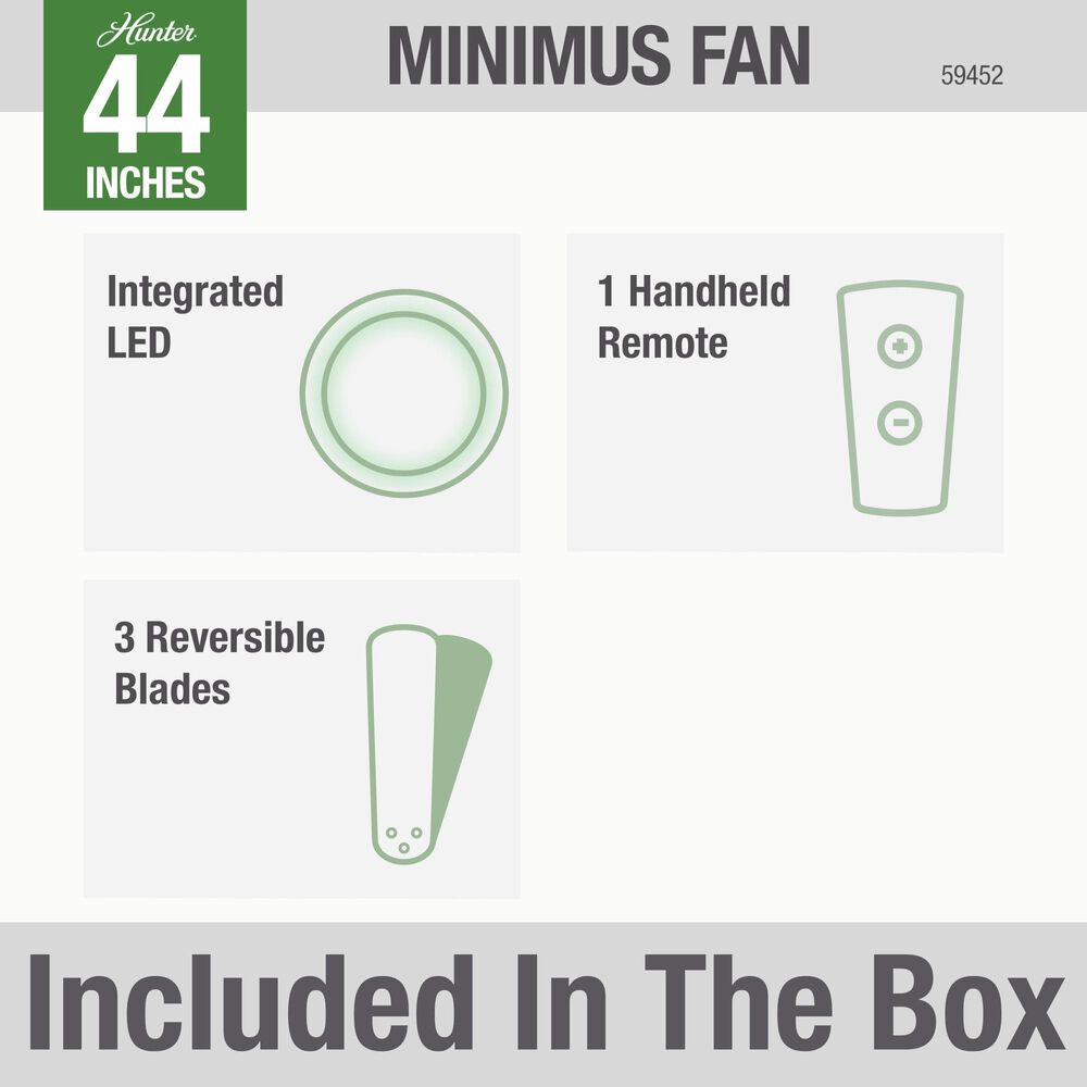 Hunter Minimus Low Profile 44&quot; Ceiling Fan with LED Light in Fresh White, , large